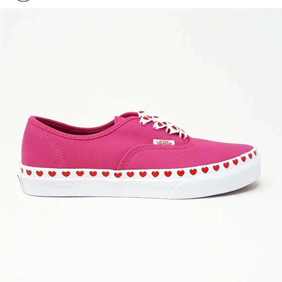 Vans Authentic Pink Sneakers with Heart Foxing & Laces - Juniors 6 (Women's 7.5) - Picture 2 of 14